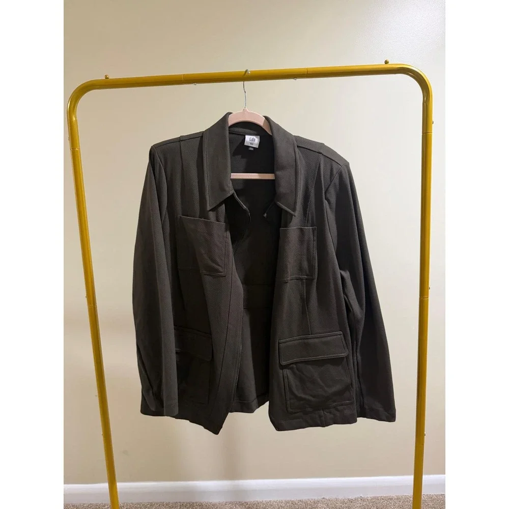 Cabi Academy Jacket‎ 4120 Women XXL Dark Olive Brown Zip Front Utility Blazer